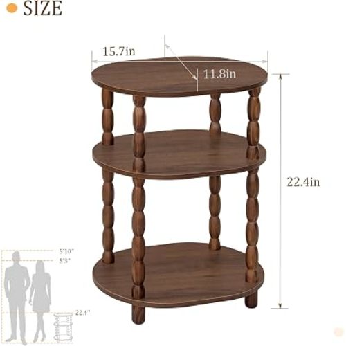 MaxSmeo Small Side Table, Walnut Brown