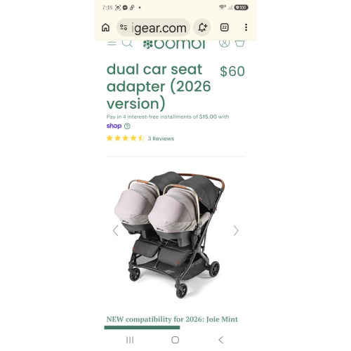 Twin Car Seat Adapter for Double Stroller | Bombi Gear