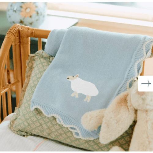 Baby Blanket - Style : Lamb on Light Blue