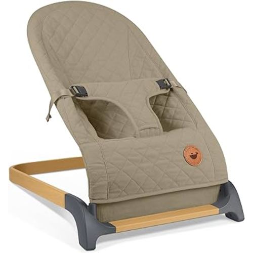 ANGELBLISS Baby Bouncer, Portable Bouncer Seat for Babies, Infants Bouncy Seat with Cotton Fabric, Natural Vibrations (Brown)