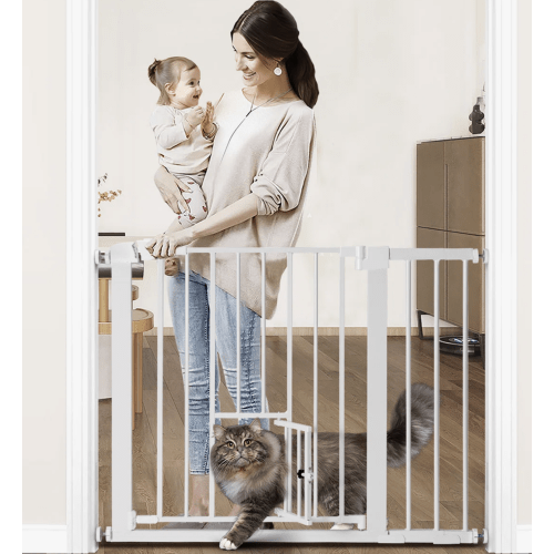 Toocapro Auto Close Baby Safety Gate With Cat Door, 29.5"-40.5"