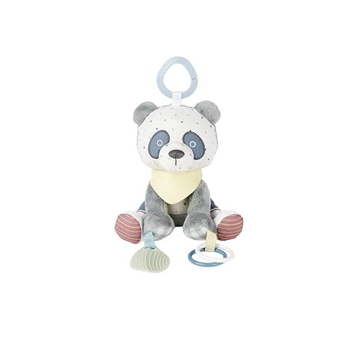 Skip Hop Bandana Buddies Soft Textured Baby Activity and Teething Toy for Multi-Sensory Play with Rattles, Crinkle Sounds, Squeaker and Mirror, Attaches to Stroller and Car Seat, Panda, Age 0+