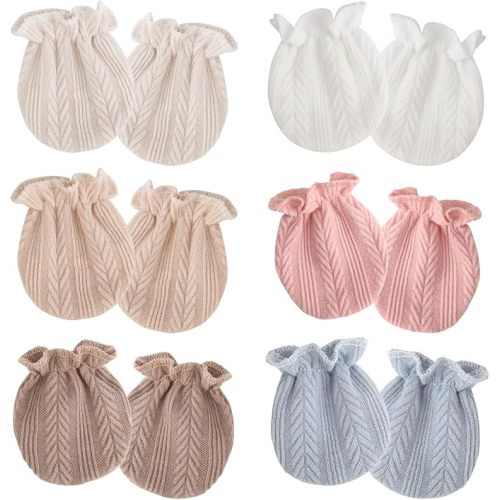 Newborn Baby Mittens No Scratch Cotton Elastic Wrist Gloves Infant Toddler Mittens for Baby Boy Girl 0-6 Months