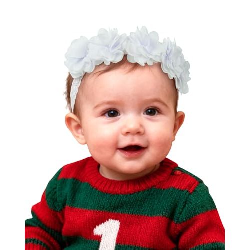 Fmeida Baby Girls Headbands for 4-24M | Soft Flower Crown (Fits 14.96"-18.89" Head)