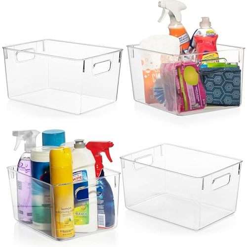 ClearSpace Clear Plastic Storage Bins – Pantry Organizers & Storage Containers, Cabinet Organizer - Home Organization Must Haves for Kitchen, Laundry Room, Office, Closet, Garage & Freezer