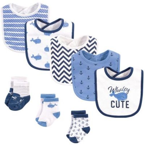 Hudson Baby Infant Boys Cotton Bib and Sock Set 8pk, Whaley Cute, One Size