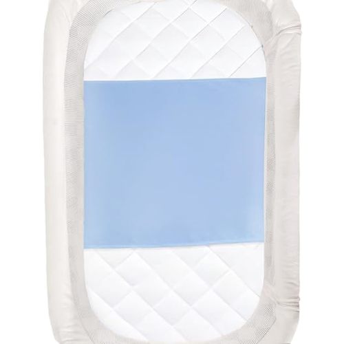 PROMEED 100% Mulberry Silk Bassinet Sleeve for Baby Bald Spots, Preminium 23 Momme Silk Bassinet Half Sheet for Baby Hair Loss (Light Blue)