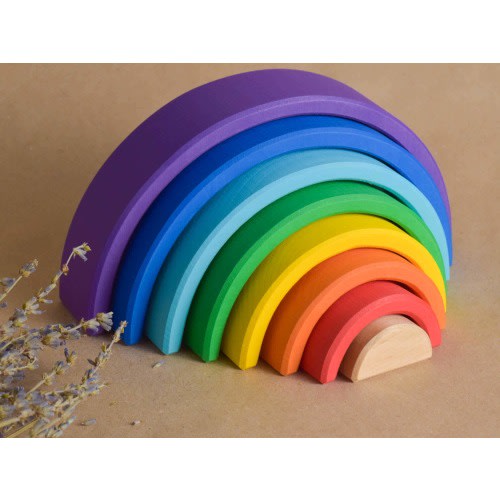 Wooden Rainbow Stacking Toy Montessori for Toddler Children Learning Educational Materials Birthday Gifts for Girls Boys Kids Room Decor
