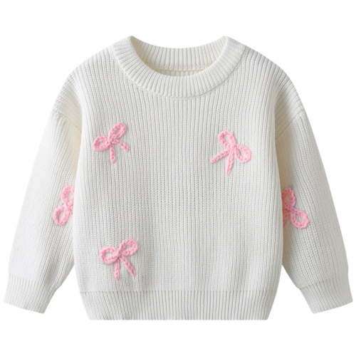 Gibobby Infant Baby Boy Girl Knit Sweater Rooster Goose Embroidery Crew Neck Long Sleeve Pullover Knit Shirt Winter Clothes,White,3-6 Months