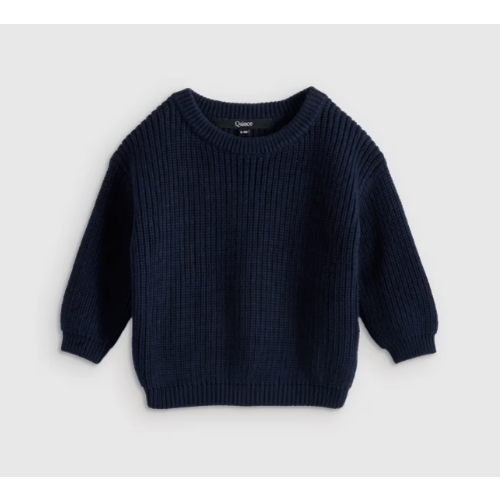 100% Organic Cotton Fisherman Tunic Sweater in Navy