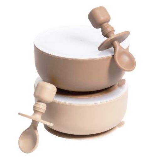 Sperric Silicone Baby Feeding Set - Infant Suction Bowls with Lids and Spoons | BPA Free Toddler Self Feeding Utensils for 0-6 Months