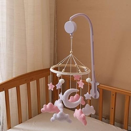 GOODMOM Ocean Nursery Mobile for Boys Girls Gender-Neutral Crib Mobile Seahorse Jellyfish Manta California Pro Handmade Baby Mobile for Crib Sturdy Structure for Newborn (Pink)