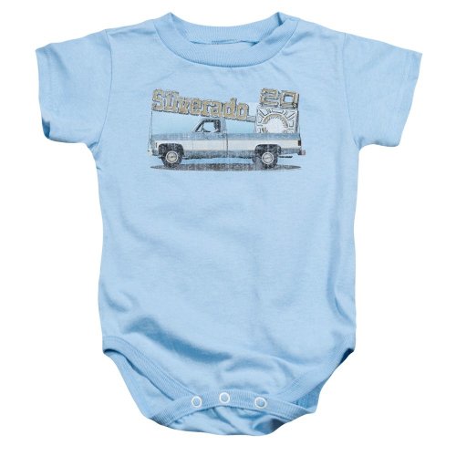 Chevy Old Silverado Sketch Unisex Baby Snapsuit Light Blue Sm (6 Mos)