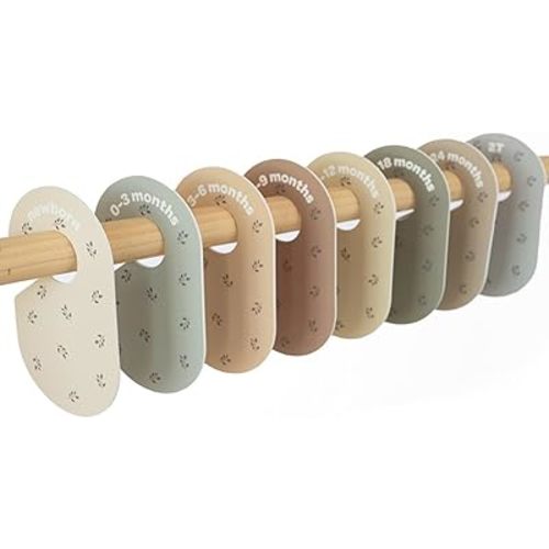 3 Sprouts Baby Closet Dividers Set of 8 - Clothes Organizer Toddler Hanger, Double-Sided Size Labels - Nursery Organization for Newborn Clothing, Infant to 2T Boy & Girl - Blueberry