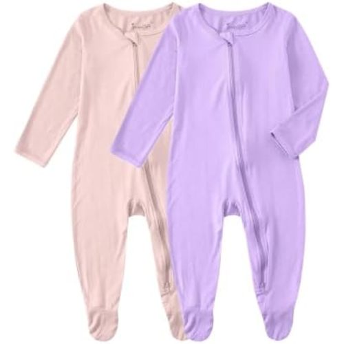 Jimonda Unisex Baby Boy Girl Footed Sleeper Rayon From Bamboo Pajamas Long Sleeve Romper with 2-Way Zipper for Infant