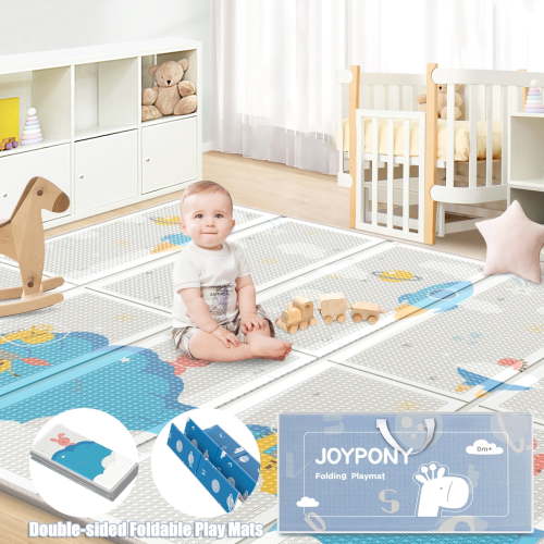 "Joypony 79"" X 71"" Foldable, Waterproof, Anti-Slip Baby Play Mat with Travel Bag"