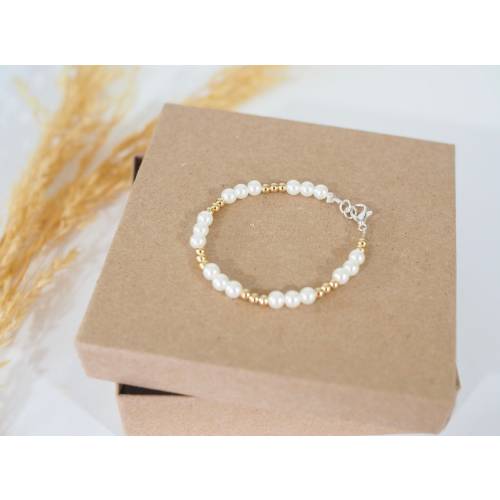 Pearl and Gold Baby Bracelet | Gold Plated | Pearl Baby Bracelet | Gifts for Girls | Wedding Bracelets | Gifts For Baby Shower