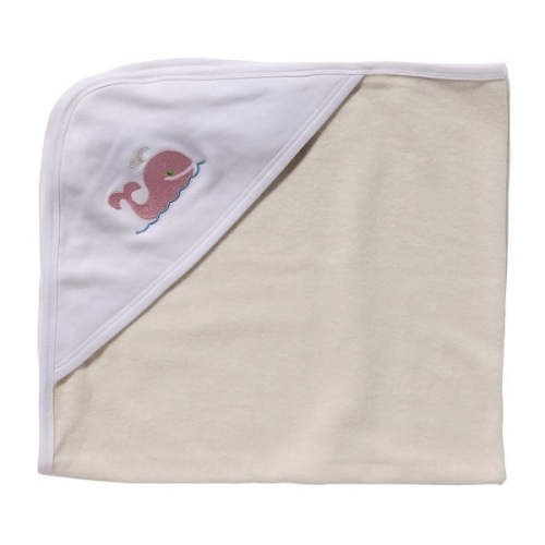 Baby Hooded Towel, Whale (Pink)