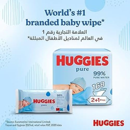 Huggies, Pure Baby Wet Wipes, Pack of (10 x 56 Wipes), 99% Pure Water, Made from Natural Plant-Based Fibers, Hypoallergenic, Fragrance & Alcohol Free : Buy Online at Best Price in KSA - Souq is now Amazon.sa: Baby Products