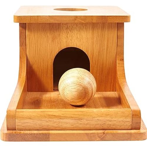 Montessori Object Permanence Box - Wooden Ball Drop Toy for Babies - Develops Spatial Awareness & Cognitive Skills - Engaging and Educational Roll and Play Toy up to 1 Year Old Infant