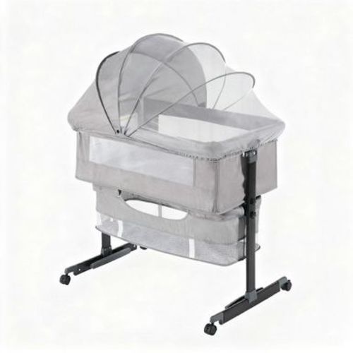 Semphis Baby Bassinet Foldable Portable Bedside Crib,Storage Basket Breathable Mesh,Grey