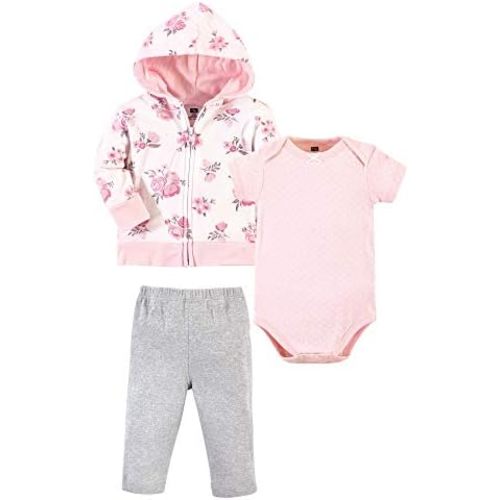 Hudson Baby Unisex Baby Cotton Hoodie, Bodysuit or Tee Top and Pant Set