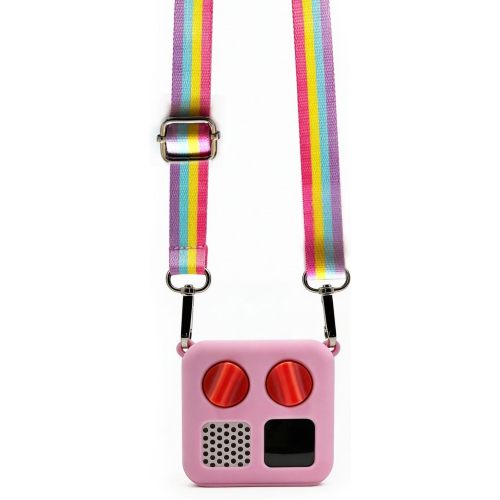 Silicone Case with Colorful Shoulder Strap for Yoto Mini, Pink