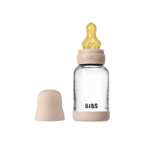 Bibs Baby Glass Bottle with Latex Nipple - 120ml - Blush