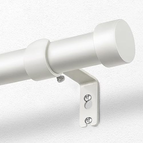 KAMANINA White Curtain Rod 32 to 144 Inch (2.6-12 Feet), 1 Inch Heavy Duty Curtain Rods for Windows, Modern Adjustable Drapery Rods with End Cap (32"-144")