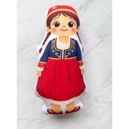 Greek Evzone Amalia Plush Doll Pillow | Traditional Costume, National Anthem (Sold Individually)