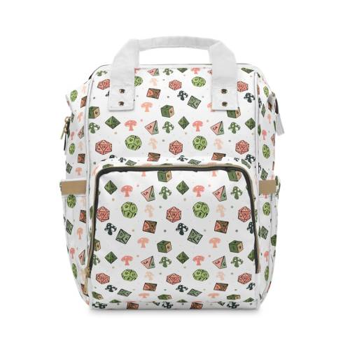 dnd diaper bag, backpack, baby shower gift, boy girl unisex, dungeons and dragons, dungeon master, dm, newborn infant, dice, ren faire,