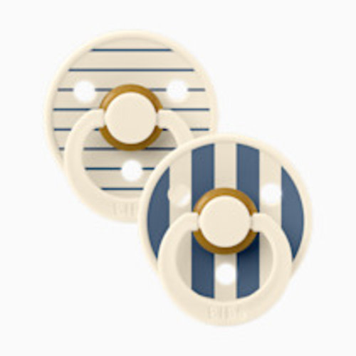 BIBS Studio Pin Colour Natural Rubber Pacificier (2-pack) - Ivory Steel Blue, Size 1
