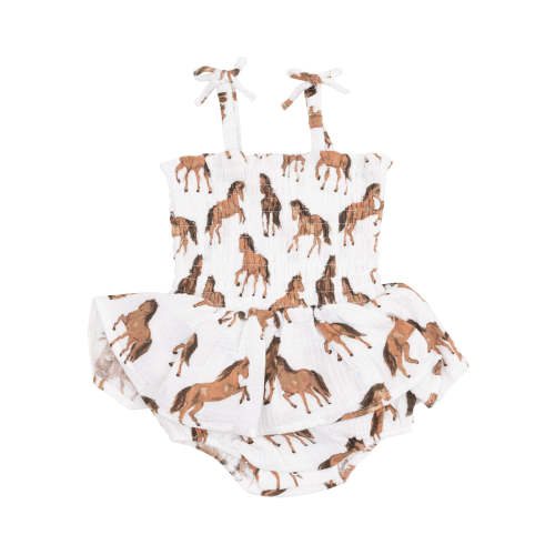Smocked Bubble w/ Skirt, Horses