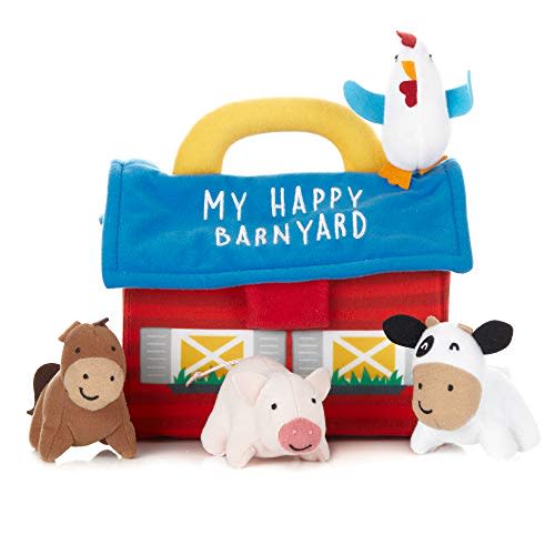Carter's Soft Plush Baby Toy Activity Set, Soft Barn with Rattle, Crinkle and Squeak Farm Animal Toys, Barnyard, One Size (67774-KP)
