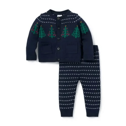 Baby Dark Marine The Holiday Matching Baby Sweater Set, 6-12m