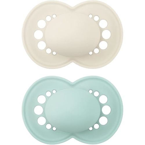 MAM Original Matte Baby Pacifiers 6-16 Months, Binky for Newborn Babies, BPA-Free Skin Soft Silicone Nipple, Easy to Clean, Developed with Medical Experts, 2 Count, With Sterilizer Case Made in Europe