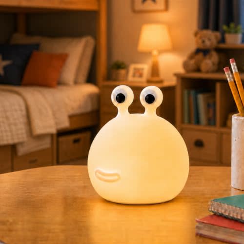MUID Slug Night Light Official Licensed Genuine Silicone Lamp | Don't Bug Me Gifts for Classroom Bedroom, Cute Animal Bedside Lamp for Kids, Nursery Squishy Lamp for Baby Breastfeeding.