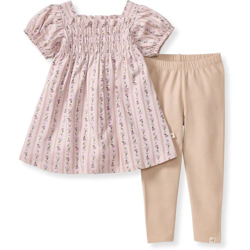 Burt's Bees Baby baby-girls Short Sleeve Top and Leggings Set, Outfit Bundle, 100% Organic Cotton