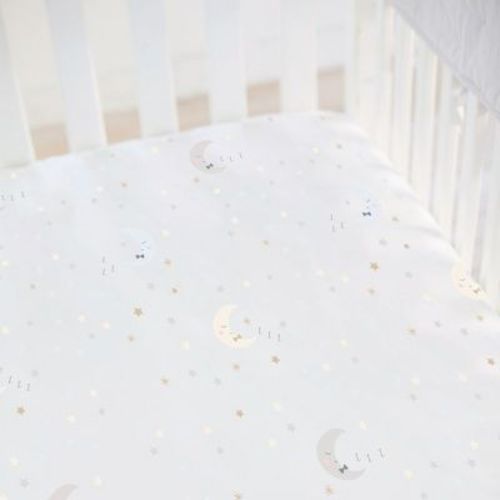 Lush Décor Fitted Crib Sheet Man-on-Moon Gray