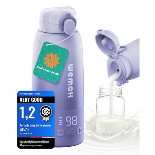 Portable Bottle Warmer with Self-Clean Mode, Baby Travel Essentials