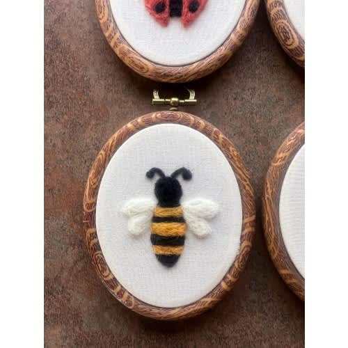 Needle Felted Bee Wall Art | Wool Bumble Bee Nursery Decor Gender Neutral Baby Shower Gift