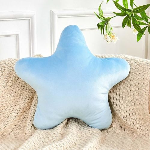 Blue Star Throw Pillow, Cute Star Pillow Room Decor, Soft 14.9" Star Shaped Decorative Throw Pillow for Bedroom, Star Plush Floor Cushions Pillows