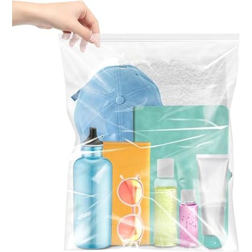 Large 3.5 Gallon Plastic Zipper Storage Bags, 16x19 Inches Clear Reclosable Storage Bags 10Pieces