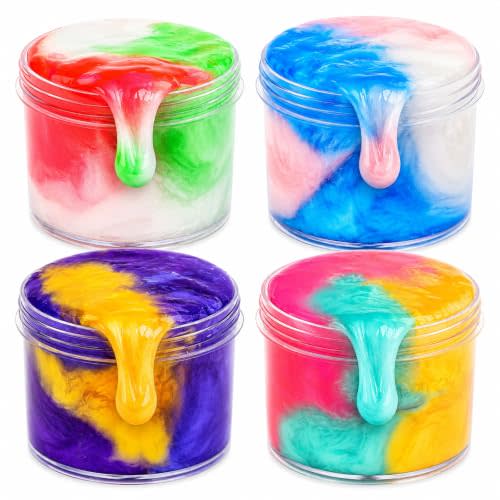 4 Pack Galaxy Slime Kit,Party Favors for Kids, Non Sticky,Wet,Stress & Anxiety Relief,Slime Bulk for Boys Girl,Cute Stuffers,Super Soft Sludge Toy
