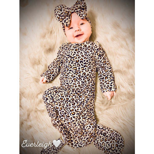 Leopard Knot Gown and Headband Set – Leopardbaby Boutique