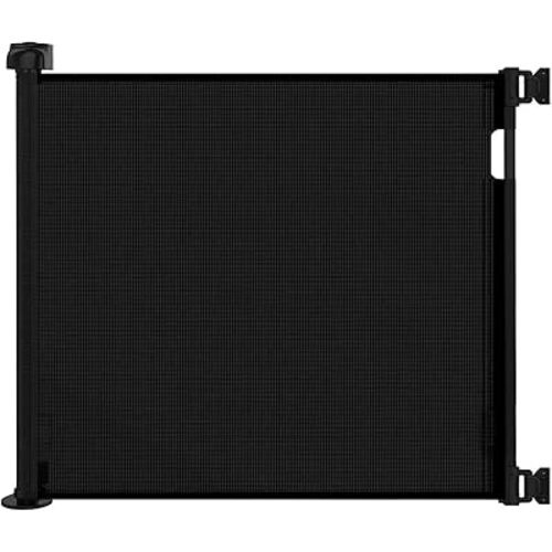Retractable Baby Gate for Stairs – 33” Height, Expands up to 55” Width – Safety Gate for Infants, Toddlers, Dogs & Pets – Easy Install, Secure Closure, Black Mesh Design for Indoor & Outdoor Use