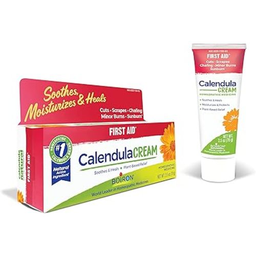 Boiron Calendula Cream for Relief from Rashes, Skin Irritations, Razor Burn, Insect Bites, or Sunburns - Non-Greasy and Fragrance-Free - 2.5 oz