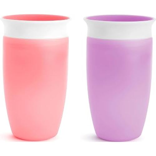 Munchkin Miracle 360 Spill-Proof Sippy Cups, 10 Oz, Pink/Purple, 2 Pack
