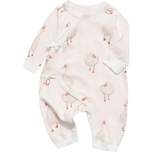 100% Organic Cotton Soft 0-6 Months Baby Romper Jumpsuits for Boys and Girls Unisex Long Sleeve