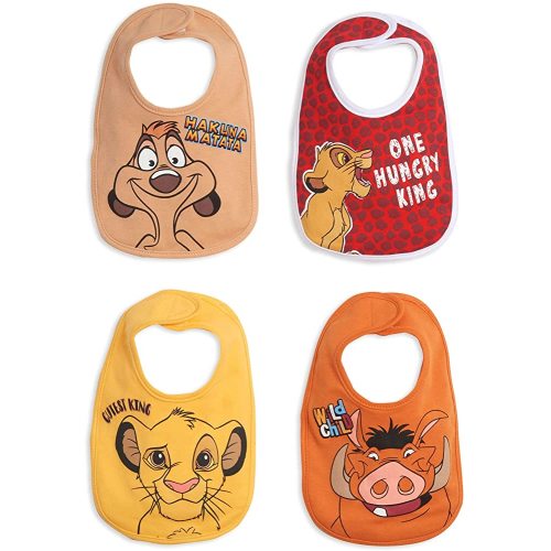 Disney Lion King Simba Timon Pumbaa 4 Pack Snap Bibs